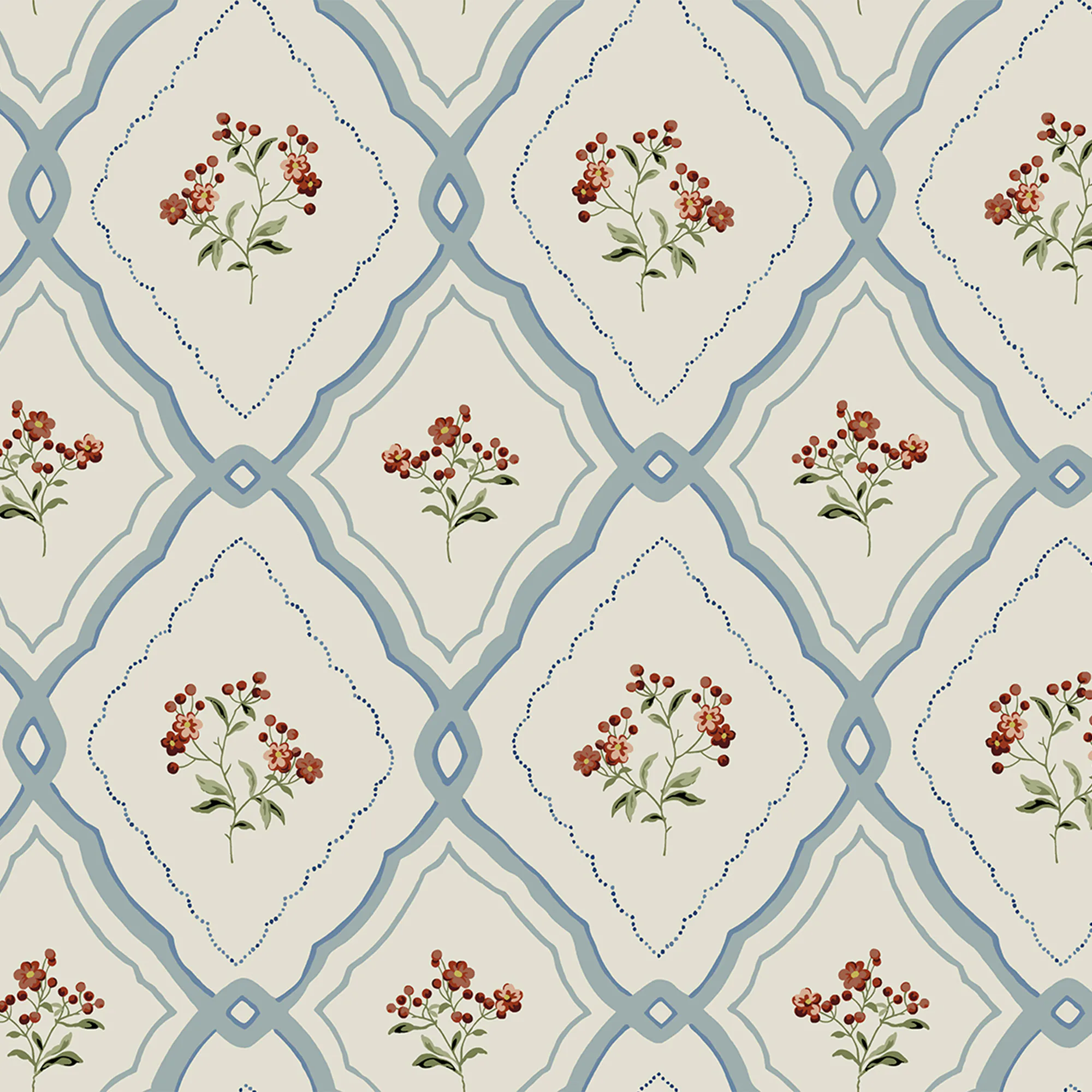 Tapet Laura Ashley Pinford Trellis Pale Seaspray Blå 121066