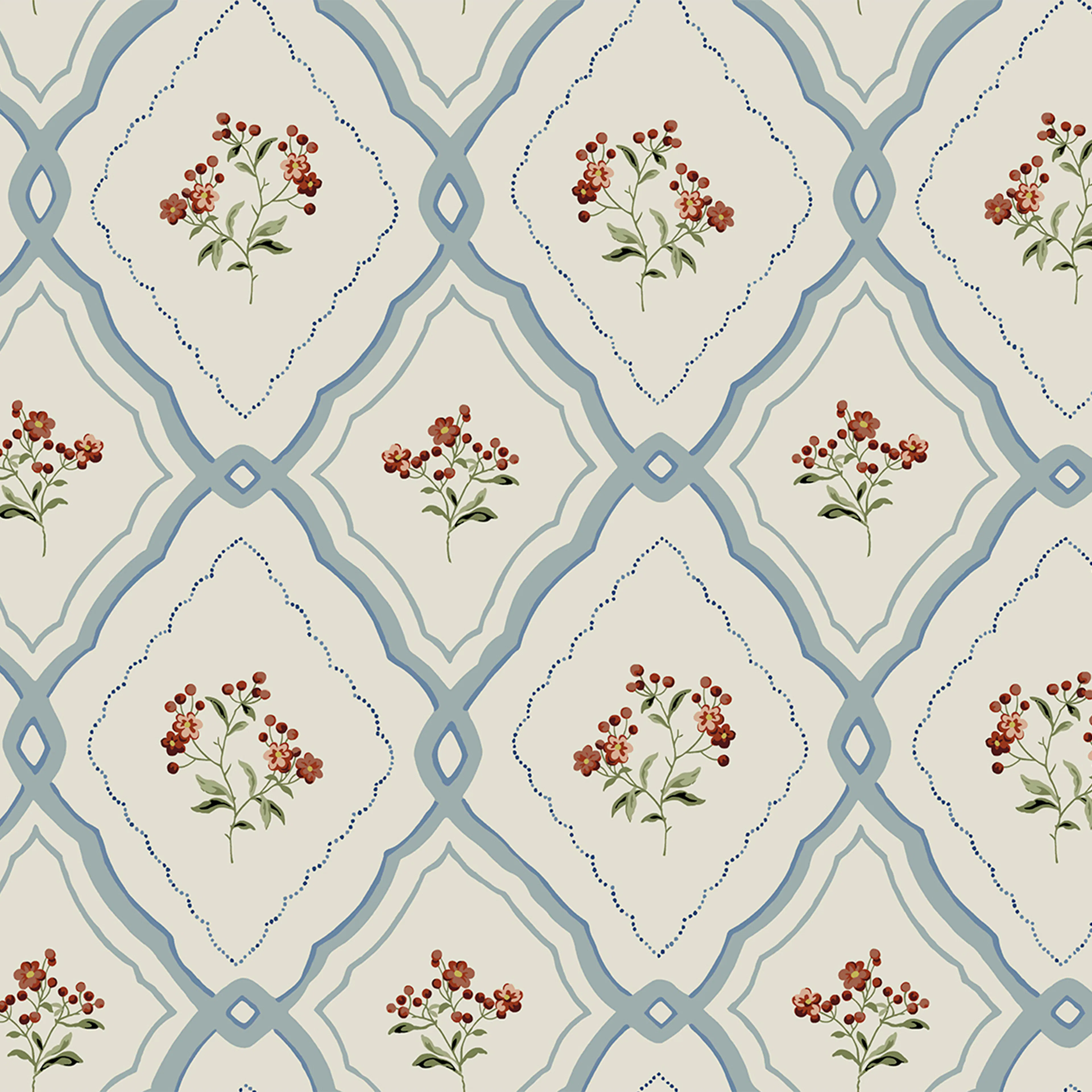 Tapet Laura Ashley Pinford Trellis Pale Seaspray Blå 121066