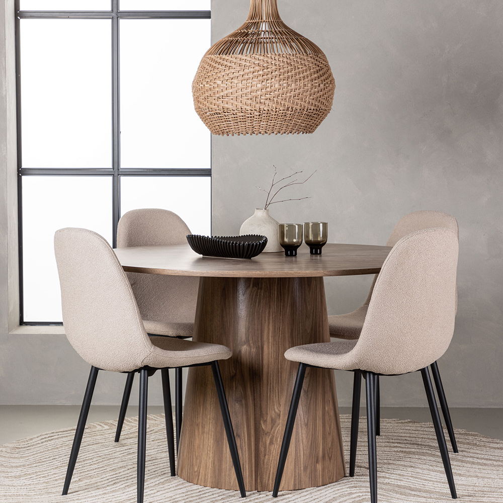Matgrupp Venture Home Lanzo Runt Matbord Ø120 cm & 4 Polar Stolar i Boucle