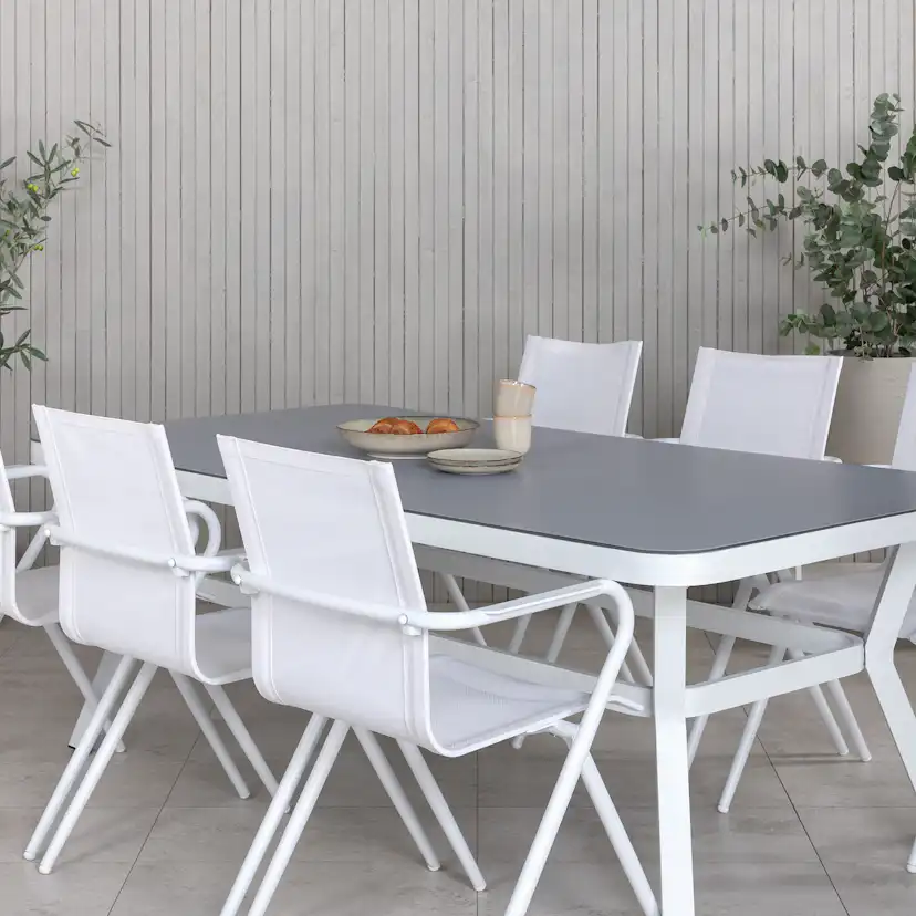 Matgrupp Utomhus Venture Home Virya 160x90 cm med 6 Alina Trädgårdsstolar