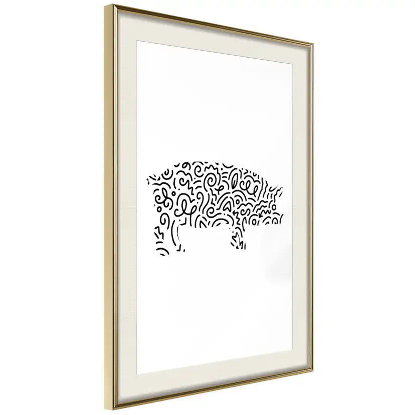 Poster Artgeist Affisch Black and White Piggy