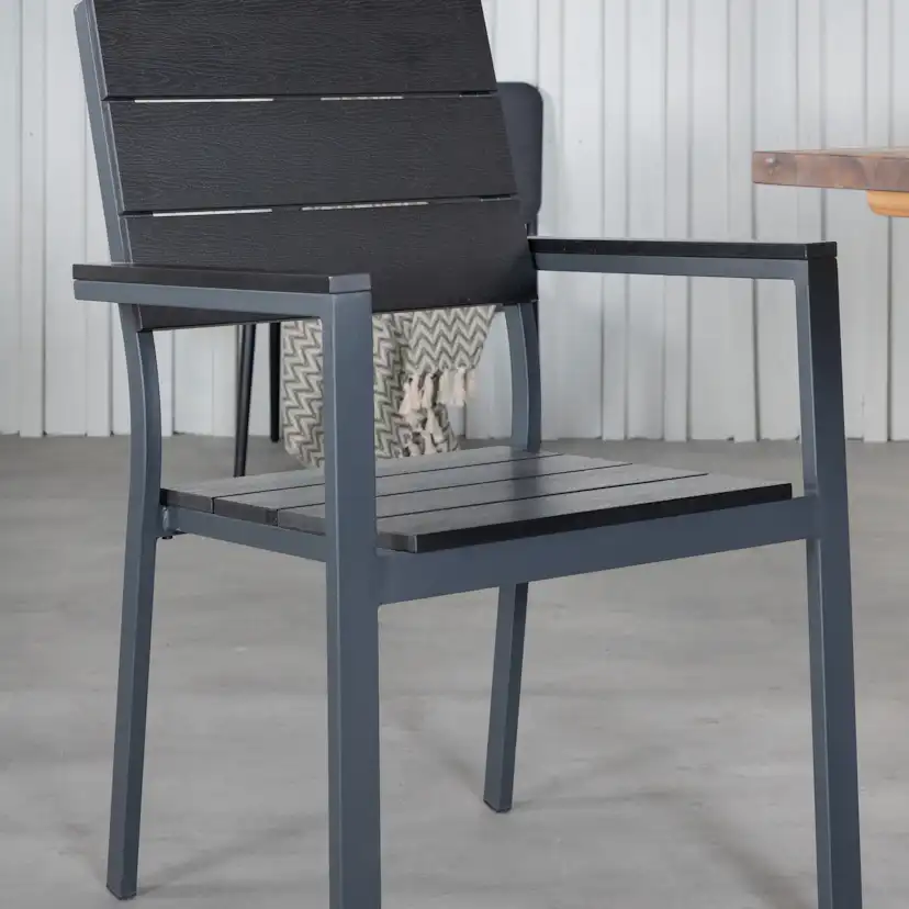 Matgrupp Utomhus Venture Home Doni med 6 Lede Stapelbara Trädgårdsstolar