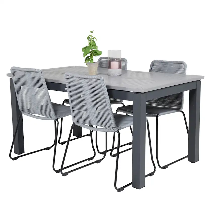 Matgrupp Venture Home Aleyna 160/240 med 4 Leon Matstolar