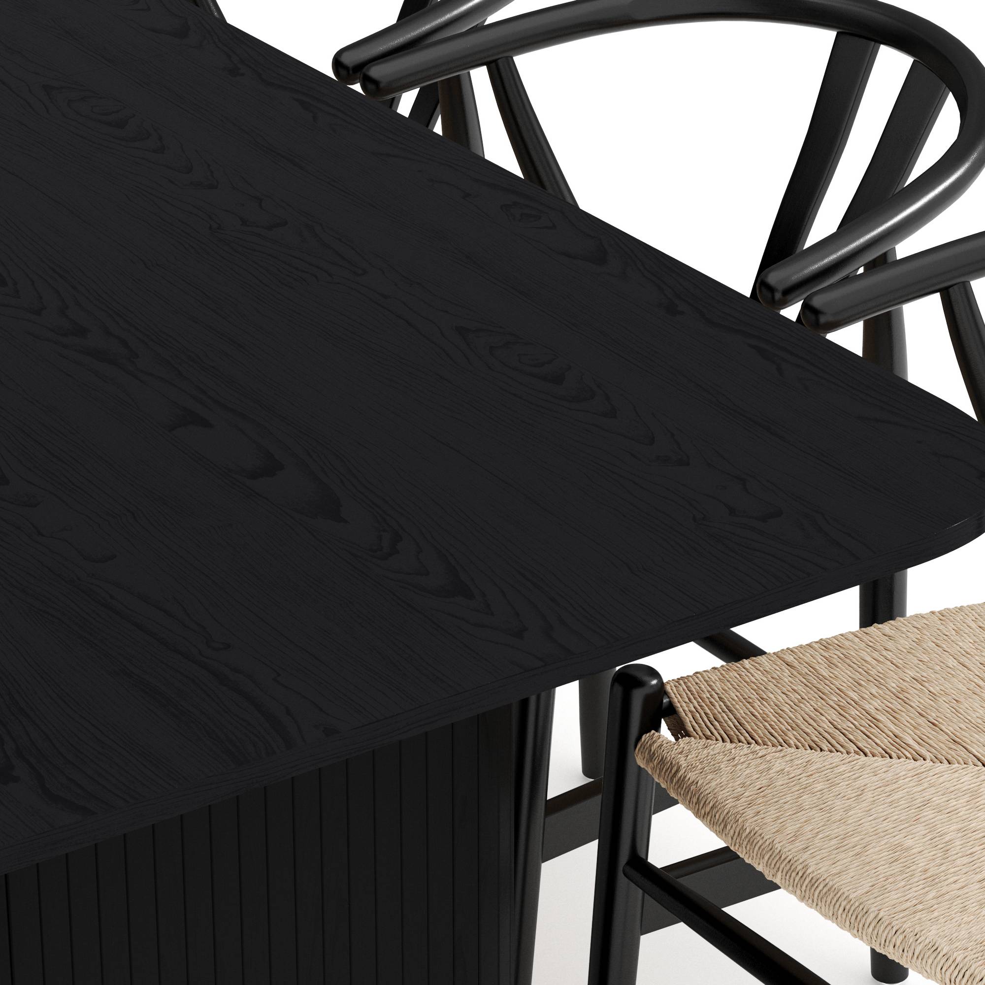 Matgrupp Bark Kopparbo Rektangulärt Matbord 200-260 cm Förlängningsbartt med 8 Dastoori Matstol