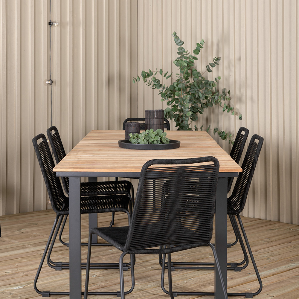 MexicoTable160/240*90-LindosStackingChair-Alu/LatteRope_6 Beige