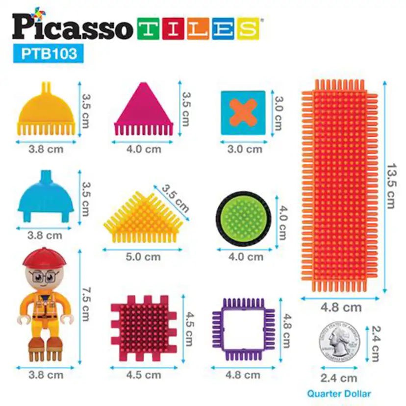 Byggbitar Picasso Tiles Bristle Blocks 103 Bitar Tåg