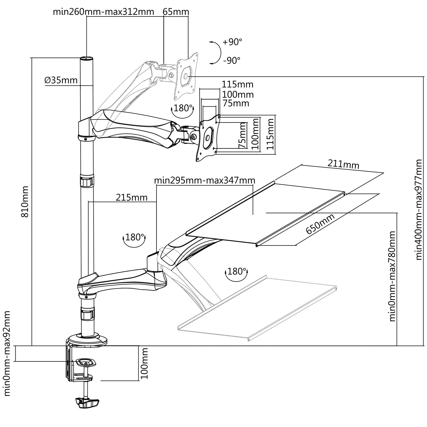 Arbetsstation LogiLink Sit-Stand 13-27 tum