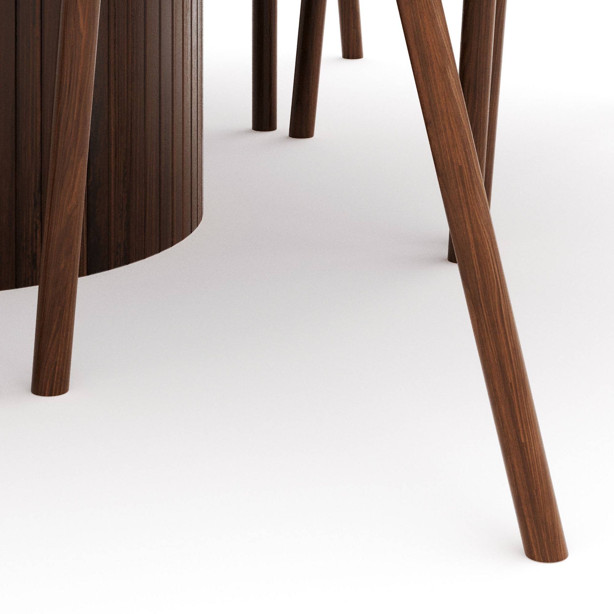 Matgrupp Bark Kopparbo Runt Matbord 150 cm med 6 Noira Matstol