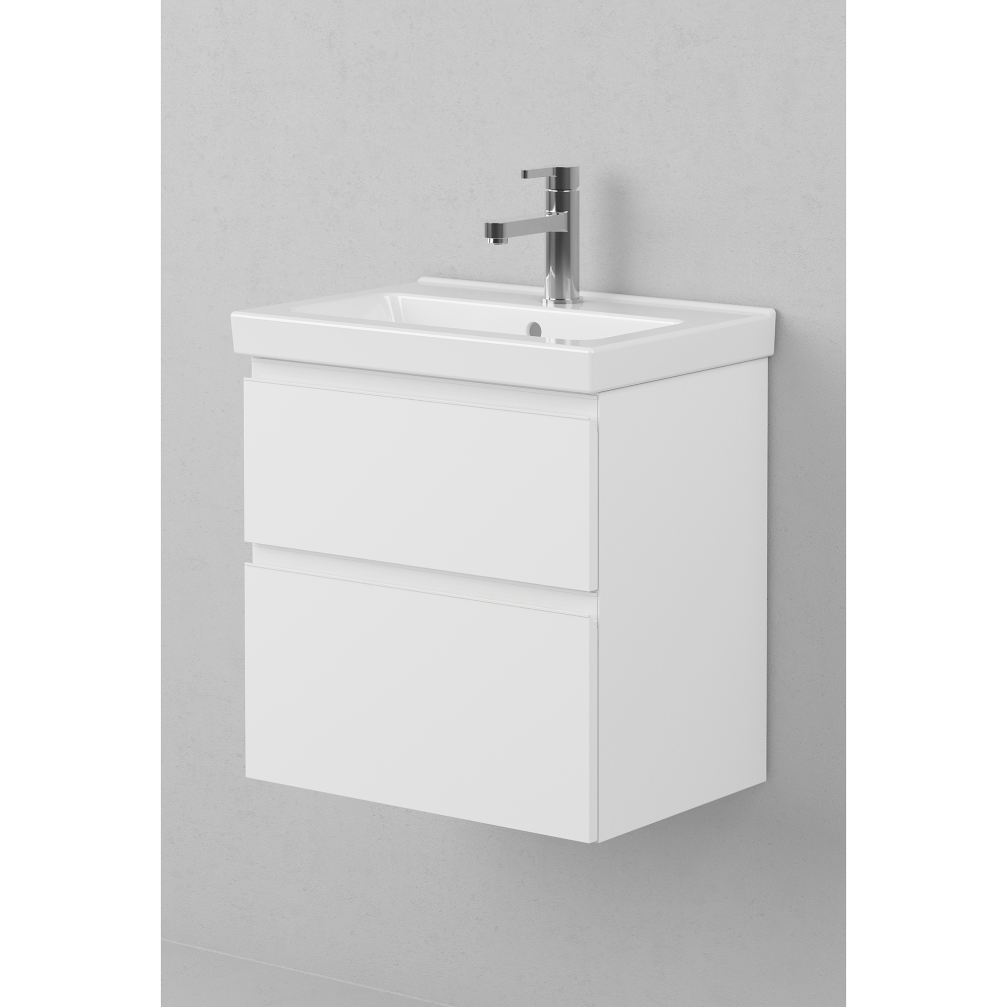 Möbelpaket INR Viskan Grip med Spegel Feel, Grepplist och Tvättställ med 2 lådor