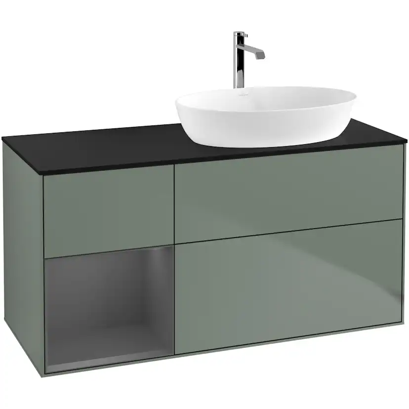 Tvättställsskåp Villeroy & Boch Finion med 3 Lådor Hylla och Bänkskiva för Ocentrerat Tvättställ från Artis & Collaro