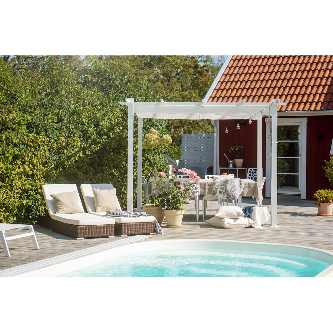 Pergola 3x3 m Vit Vit/Vit