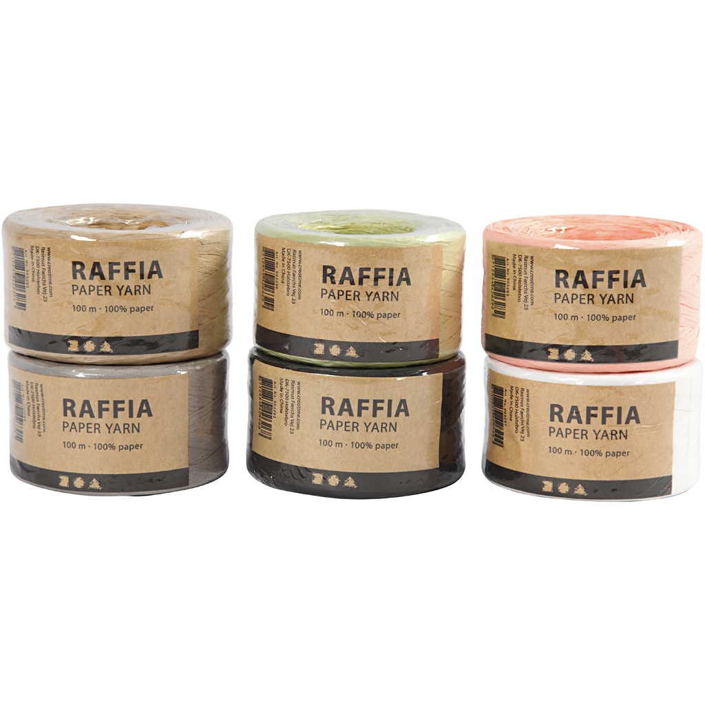 Pappersgarn Creativ Company Raffia Mixade Färger 6x100 m/1 Förp