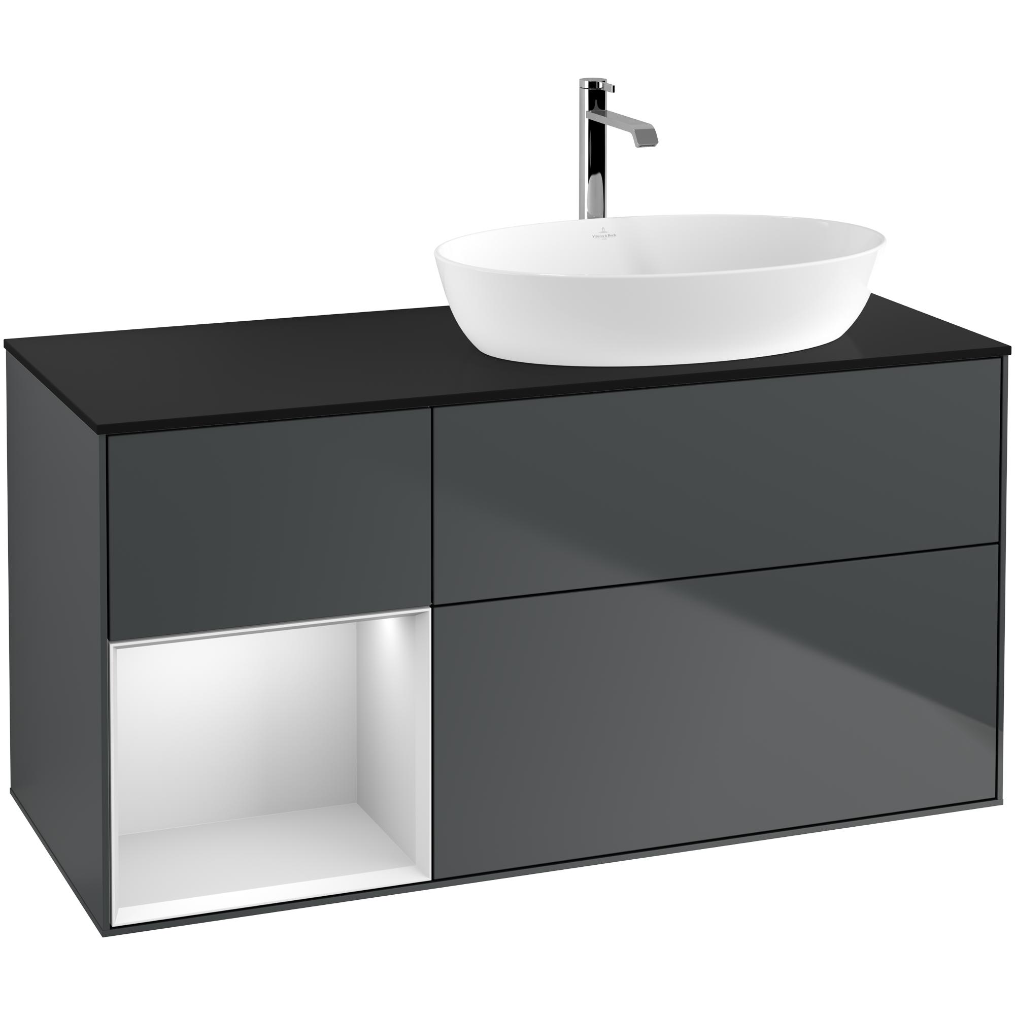 Tvättställsskåp Villeroy & Boch Finion med 3 Lådor Hylla och Bänkskiva för Ocentrerat Tvättställ från Artis & Collaro