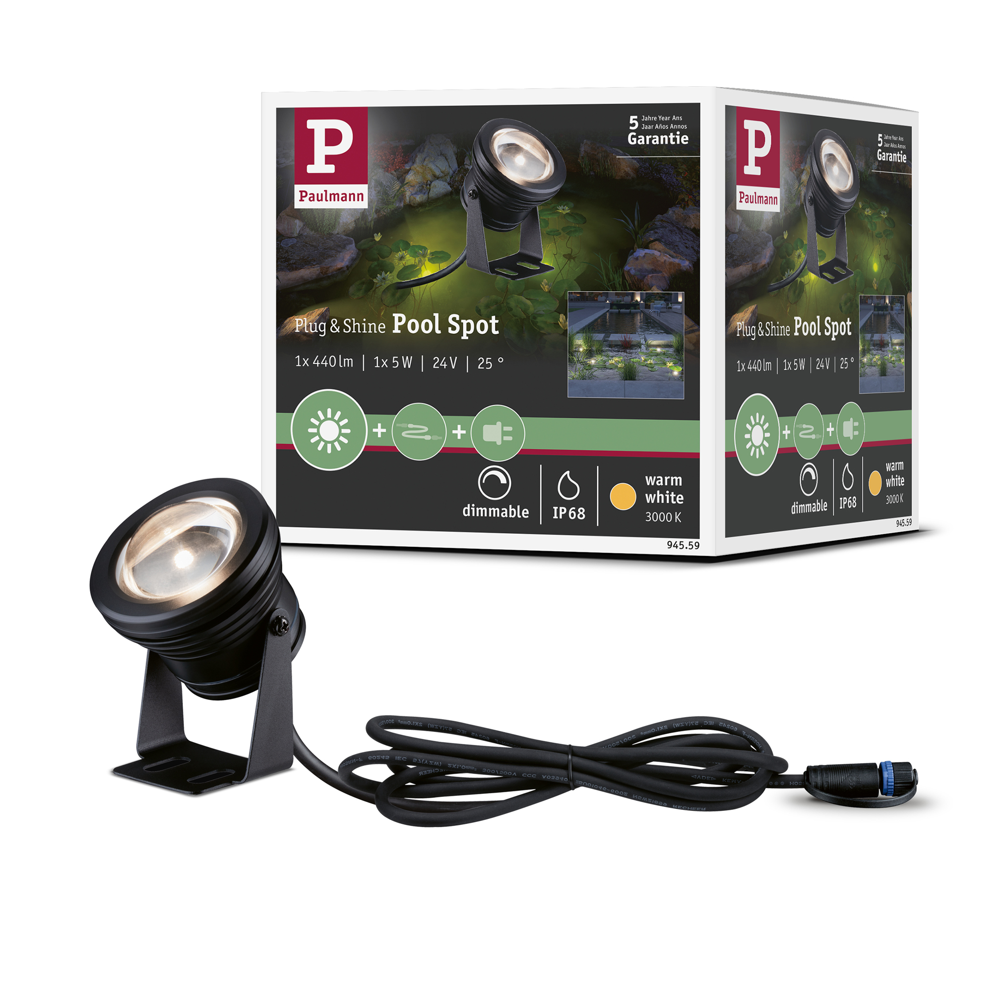 Spotlight Undervatten Paulmann Pond Plug & Shine LED Strålkastare IP68 5W 24V