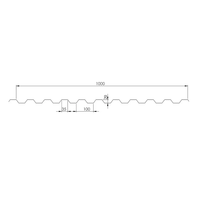 Halle Polar-Gåbar tak, 5 skivor L= 3,5 m opal LxB 3500x5050 mm