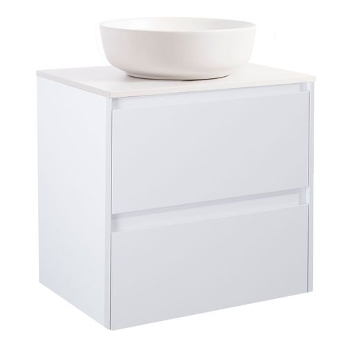 Luxo 60Vitm Bs Vit+Ts Rundvit Färg Tvättställsskåpet: Matt Vit, Färg Bänkskiva: Vit, Färg Tvättställ: Vit - B: 606 mm, H: 737 mm, D: 470 mm