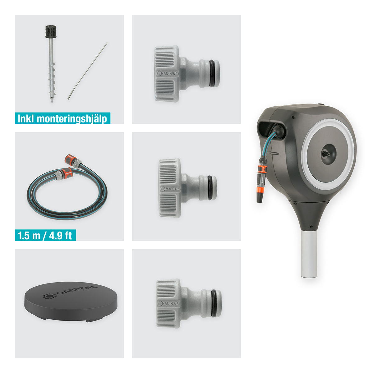 Slangbox Gardena Altan RollUp M 20m Vit