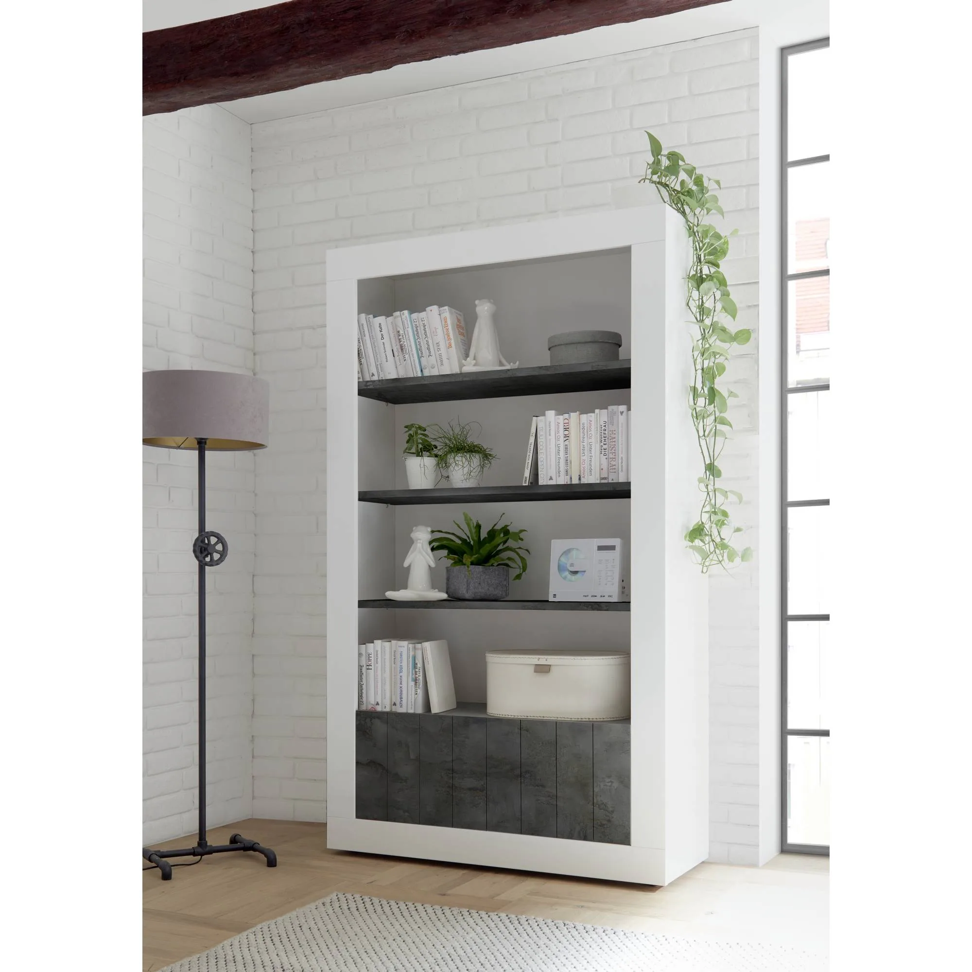 Bokhylla LC Spa Urbino 110 cm Grå/Vit