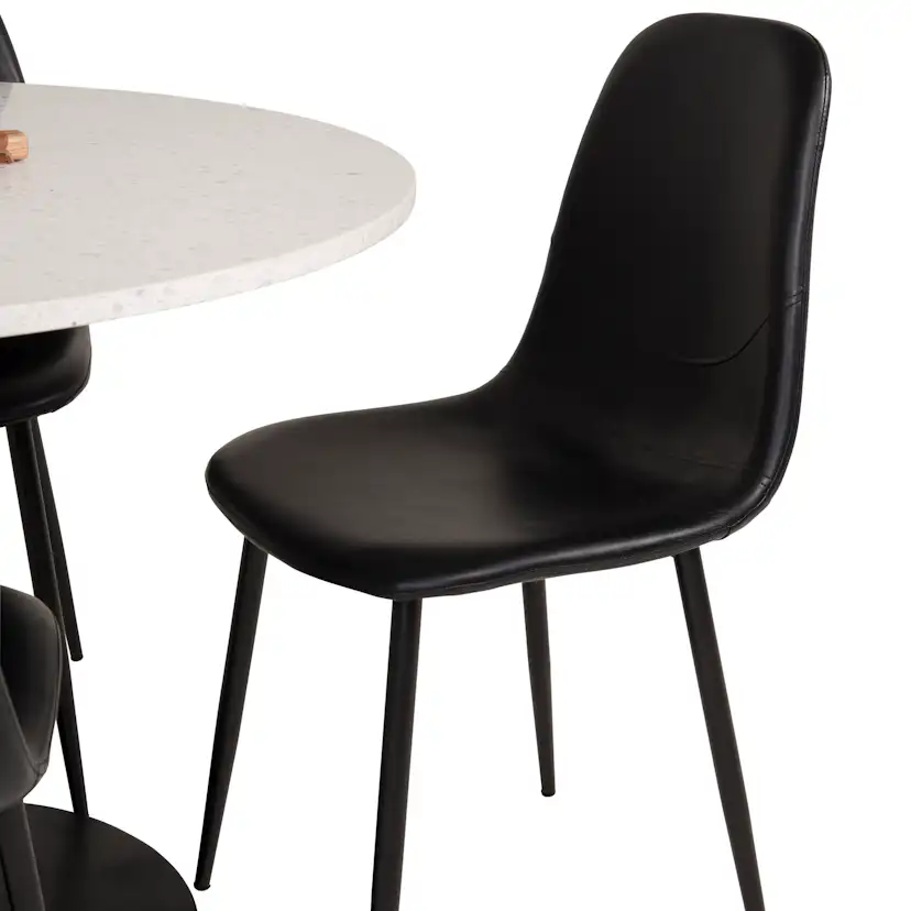 Matgrupp Venture Home Roxanna Vit Bord med 4 Pobbie Stolar Läder