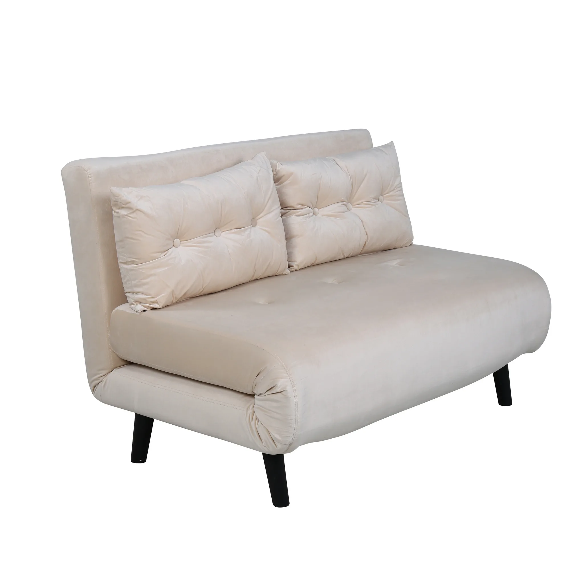 Vicky Folding Bed Double - Black / Beige Velvet Beige