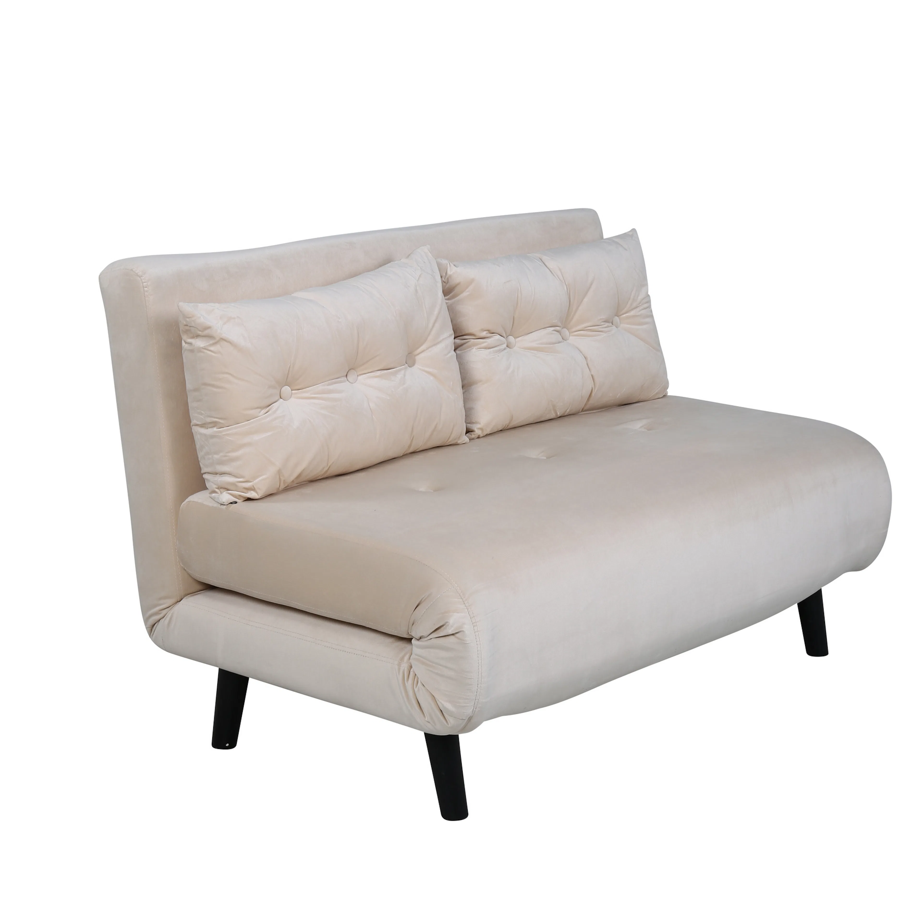Vicky Folding Bed Double - Black / Beige Velvet Beige