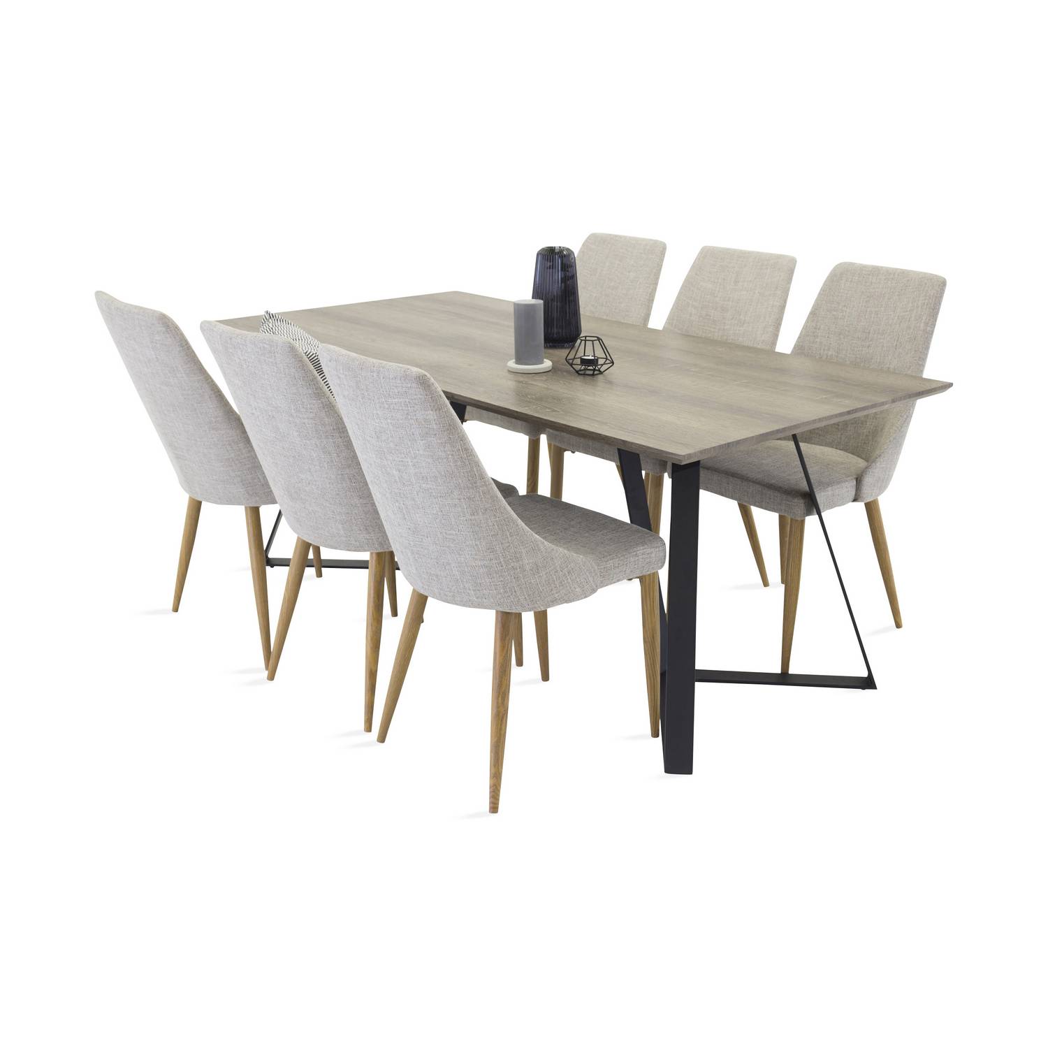 Matgrupp Basic Home Malvina Rektangulärt Matbord 180 cm med 6 Ludvig Matstol