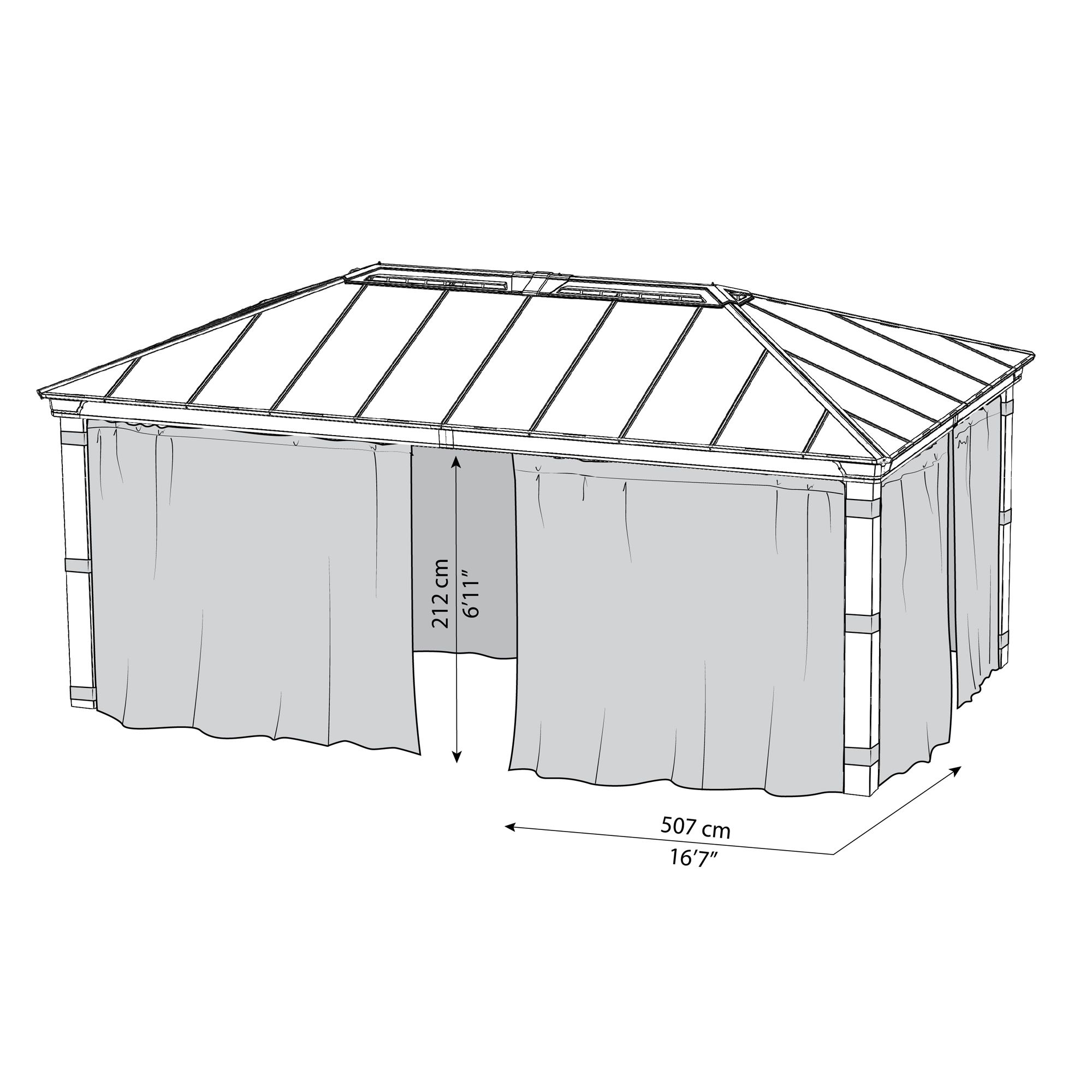Gardinset Canopia by Palram Till Dallas Paviljong 3,6 x 6 m