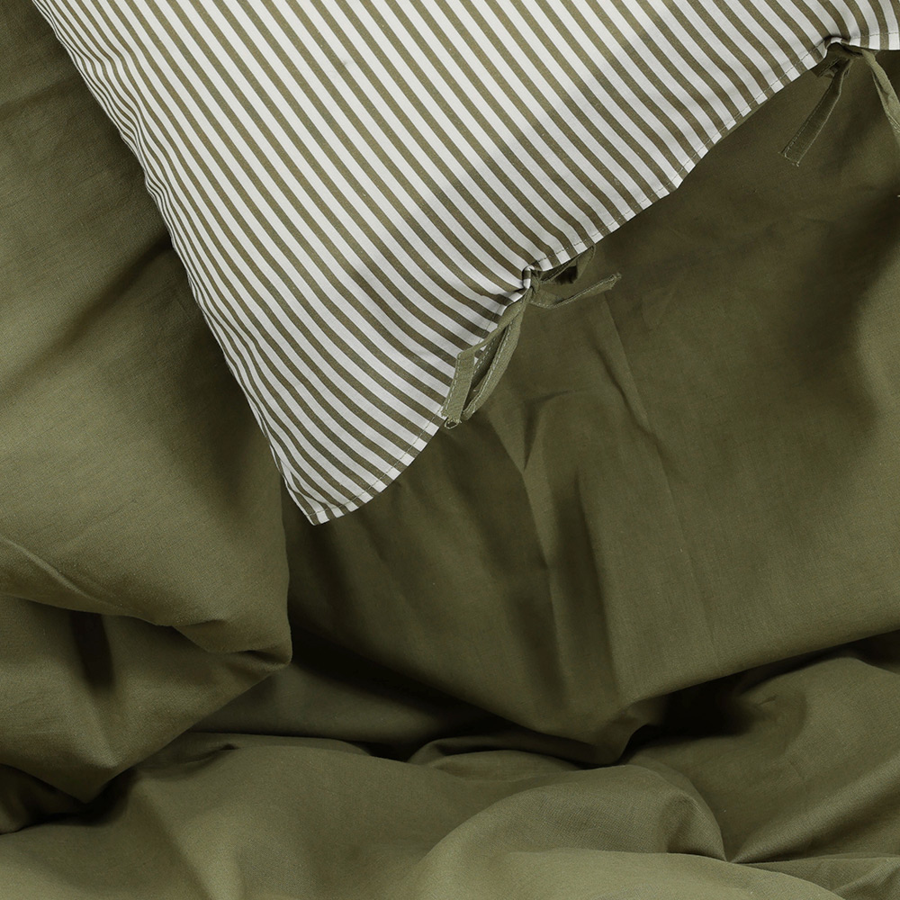 Jenna Bed Set Linen Cotton Green 240x220 cm Färg: Mörkgrön, Mått: 240x220 cm