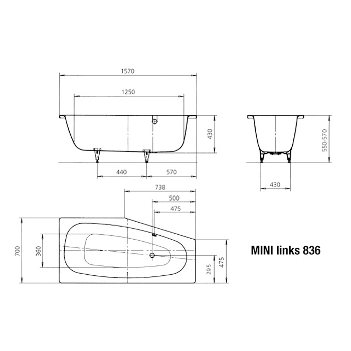 Inbyggnadsbadkar Kaldewei Mini