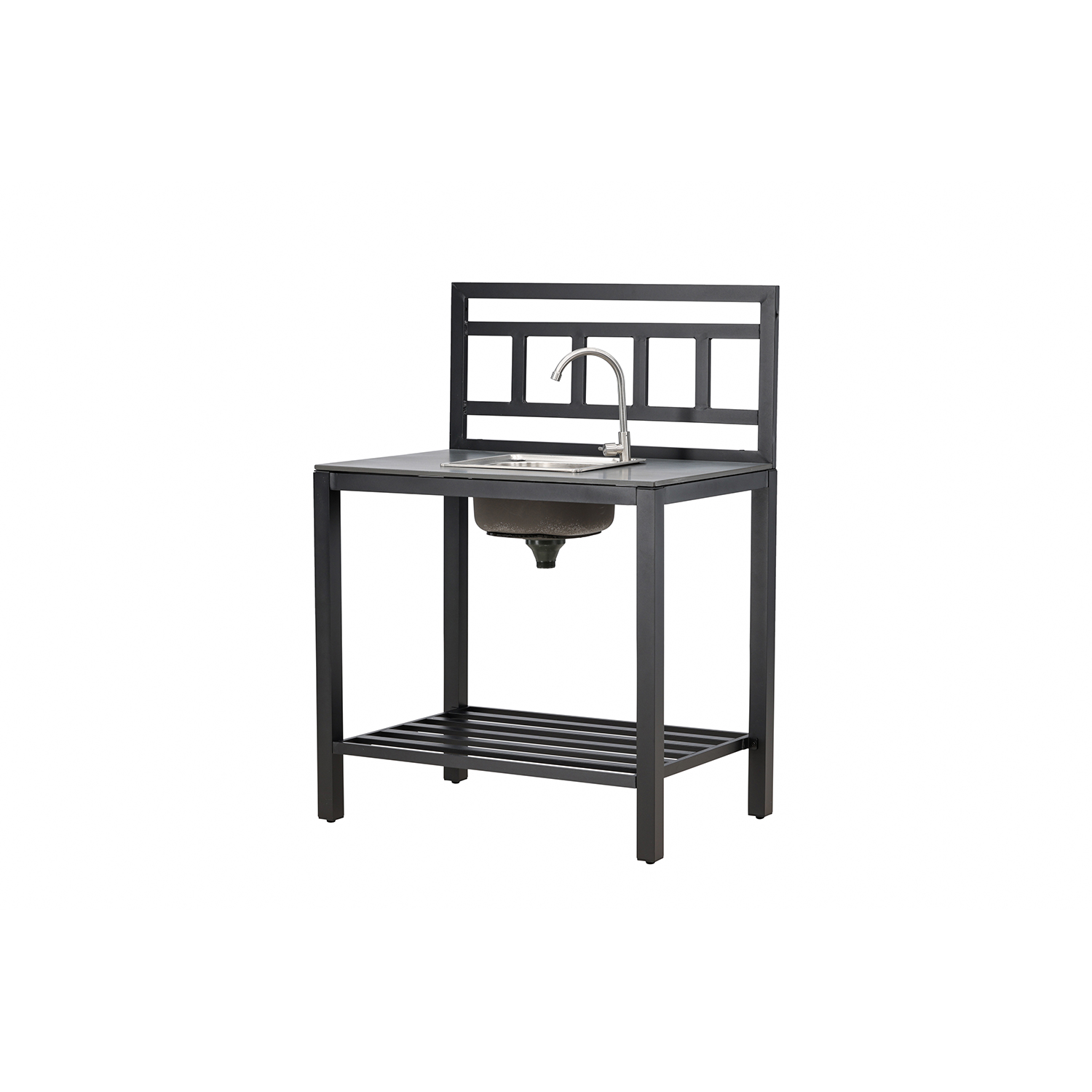 Alicante garden kitchen table with hole black/fiber concrete Med vaskhål