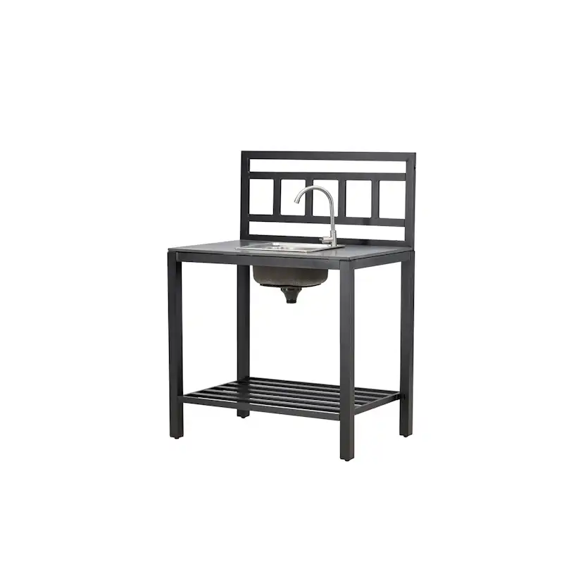 Alicante garden kitchen table with hole black/fiber concrete Med vaskhål