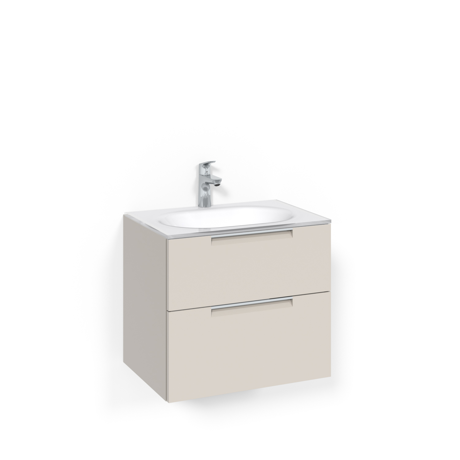 Crown Kommod 60x45 Beige Grip Vitt Glashandfat Bredd: 600 mm, Beige, Glastvättställ Vit, Centrerat