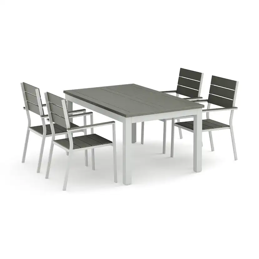 Trädgårdsgrupp Comfort Garden Monaco utomhus matgrupp förlängningsbart 150-250x90 med 4 Tunis stapelstolar