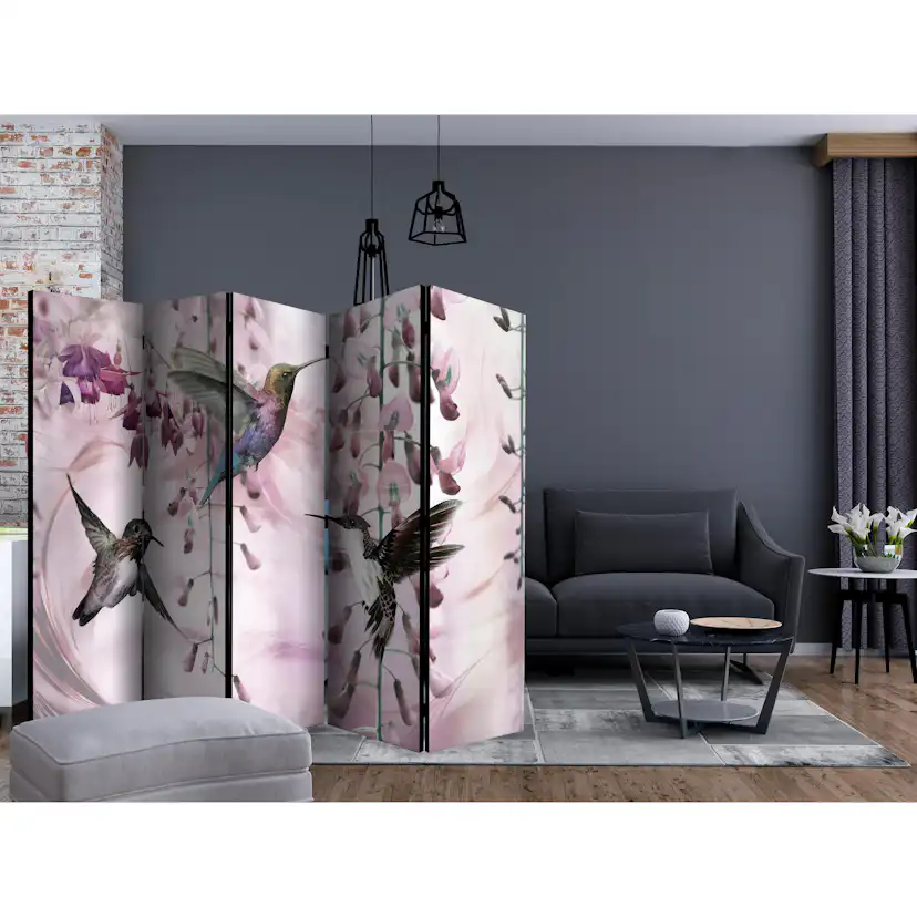 Rumsavdelare Skärmvägg Arkiio Flying Hummingbirds Pink II 225x172 cm
