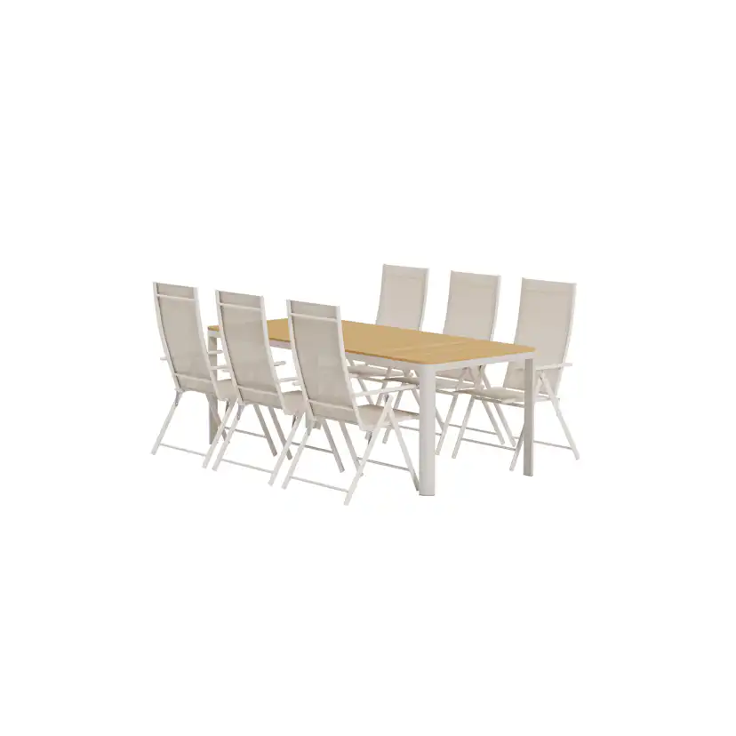 Matgrupp Utomhus Venture Home Etna 90x210 cm med 6 st Levanzo Trädgårdsstolar