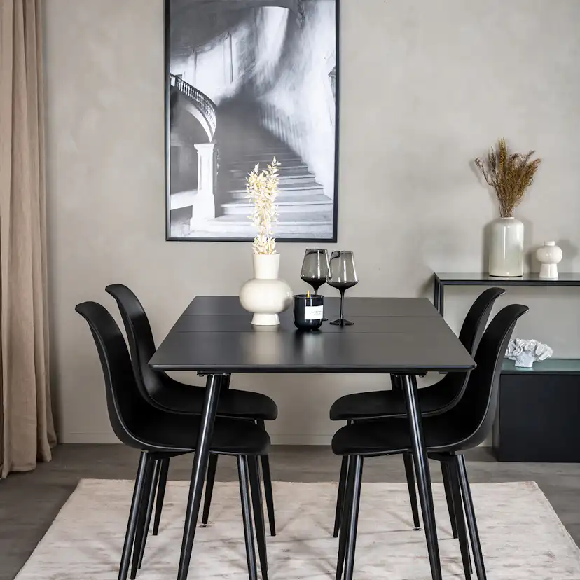 Matgrupp Venture Home Silvia med Iläggsskiva och 4 Pop Stolar