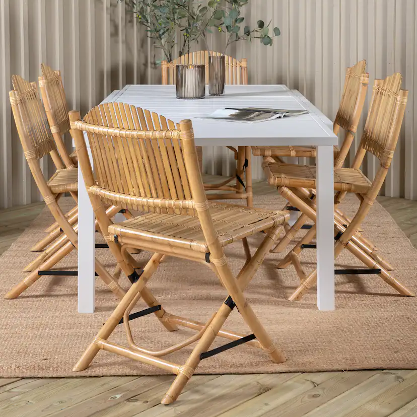 Matgrupp Utomhus Venture Home Marbella med 6 Cane Trädgårdsstolar