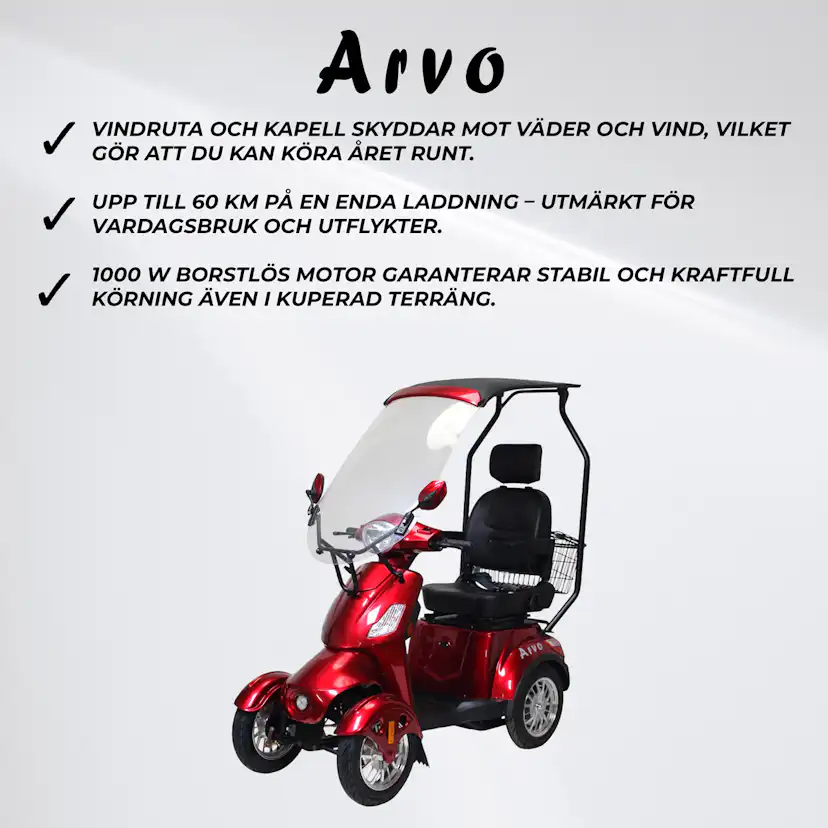 Promenadscooter Arvo P600 med Tak