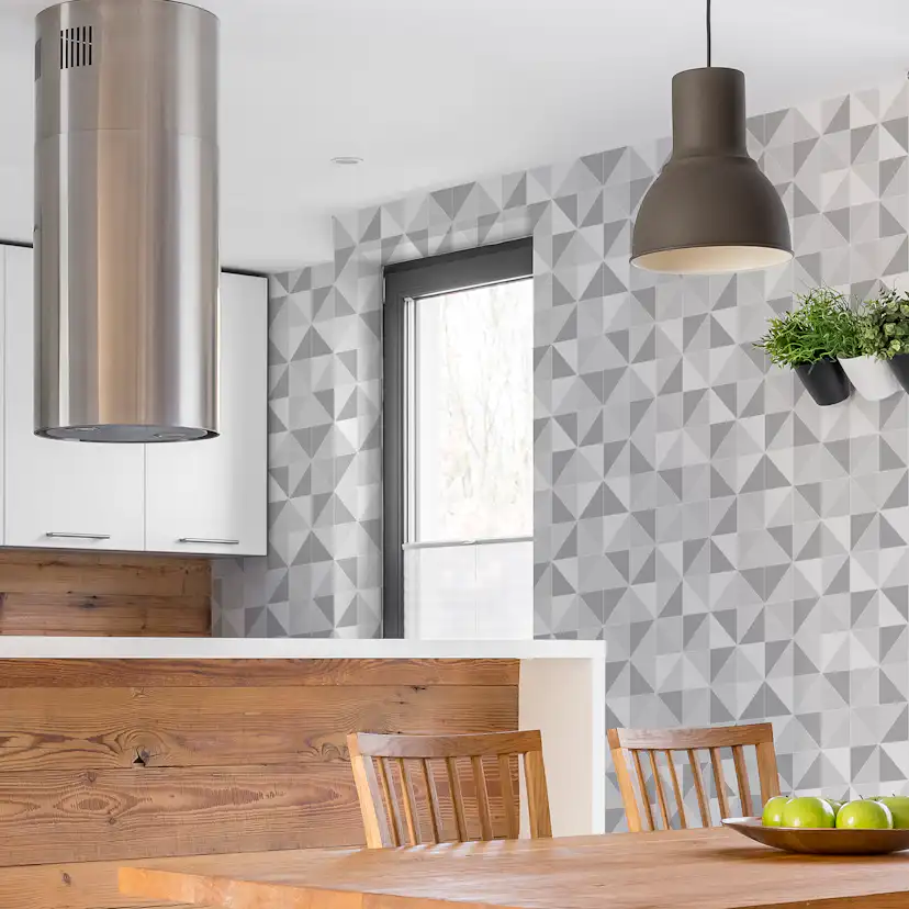 Tapet Contour Obelisk Tile Grå/Vit