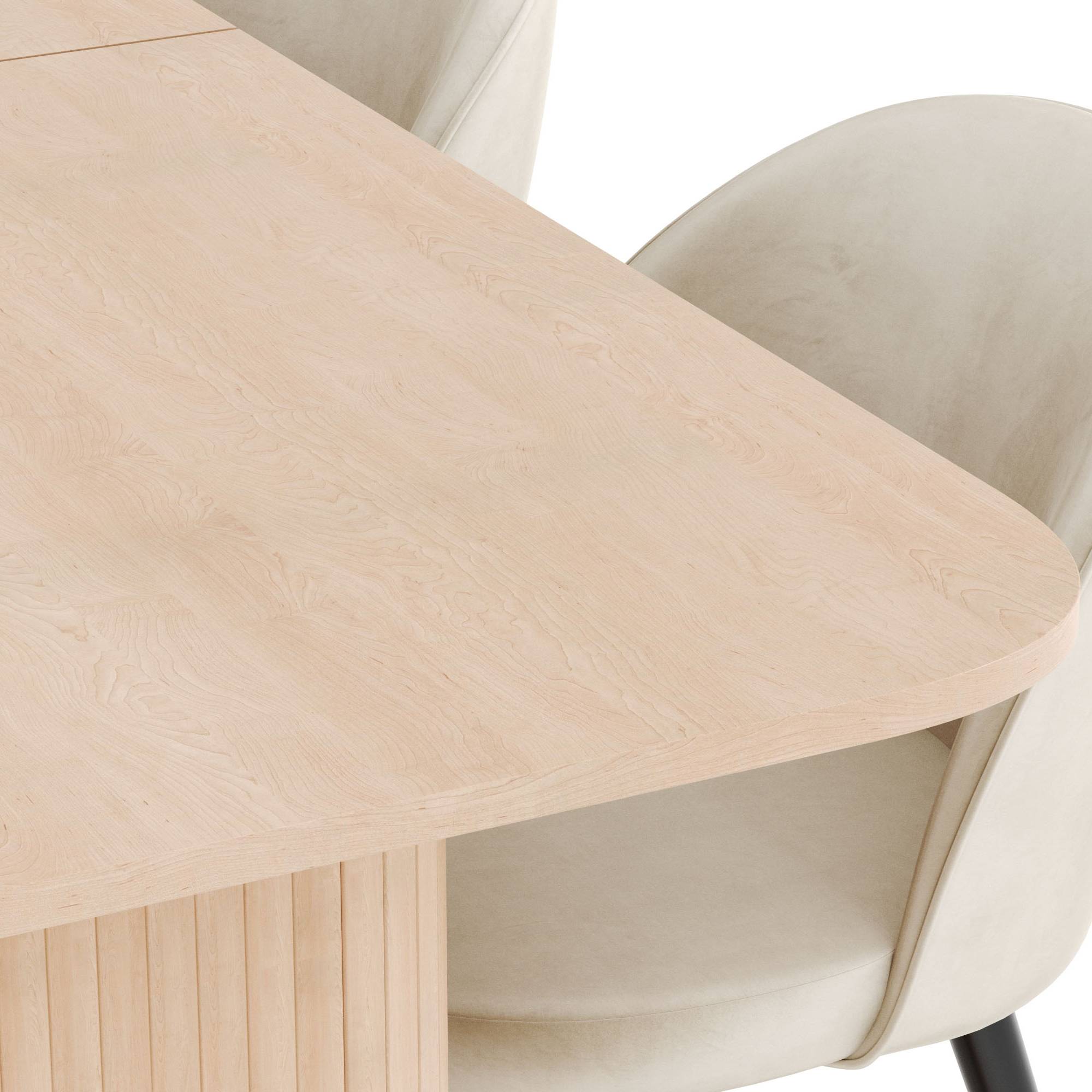 Matgrupp Bark Kopparbo Rektangulärt Matbord 180-240 cm Förlängningsbartt med 4 Valeri Matstol