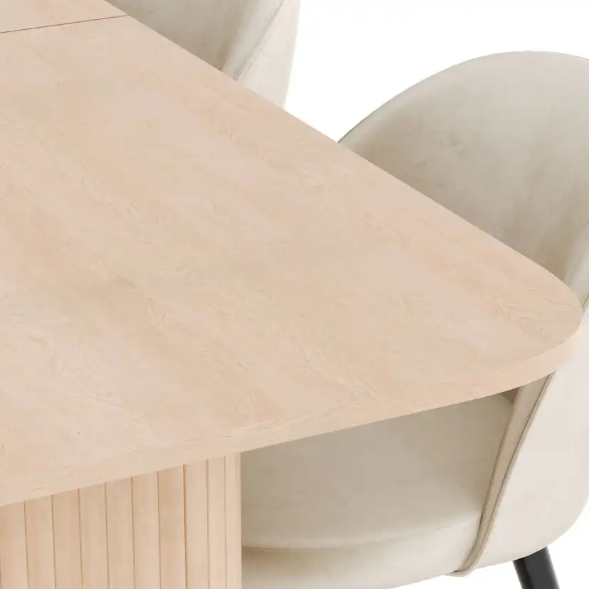 Matgrupp Bark Kopparbo Rektangulärt Matbord 180-240 cm Förlängningsbartt med 4 Valeri Matstol