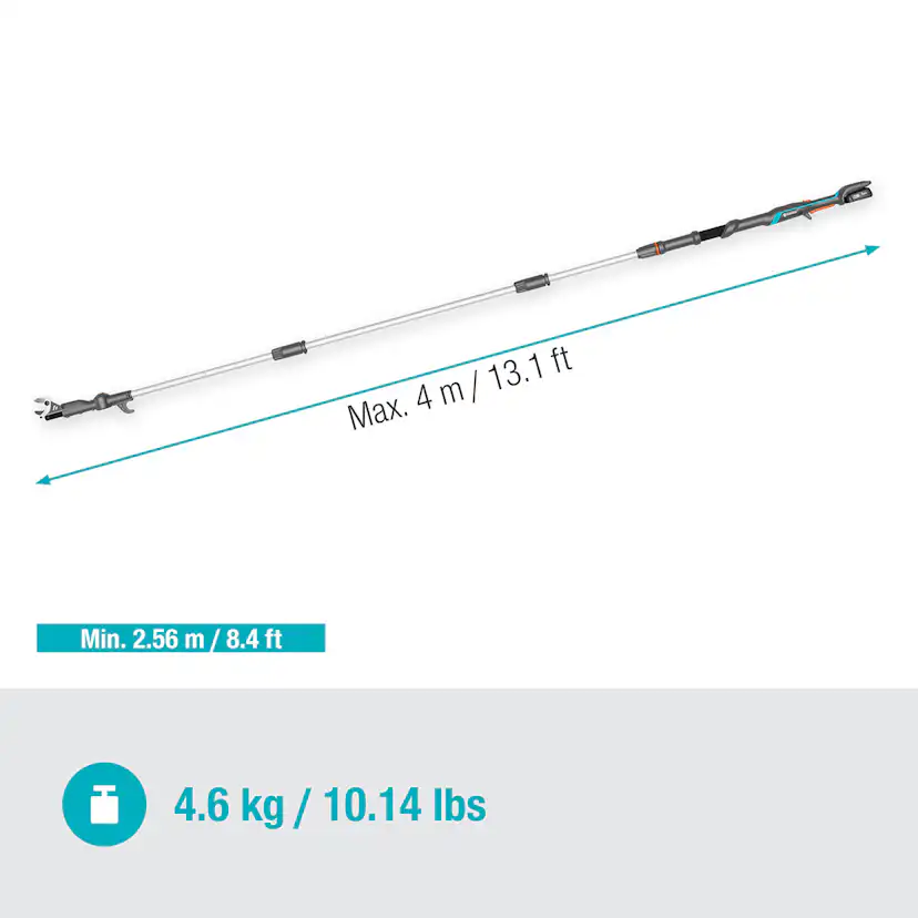 Teleskopisk Stångsax Gardena HighCut 360 Batteri P4A Komplett med Batteri och Laddare