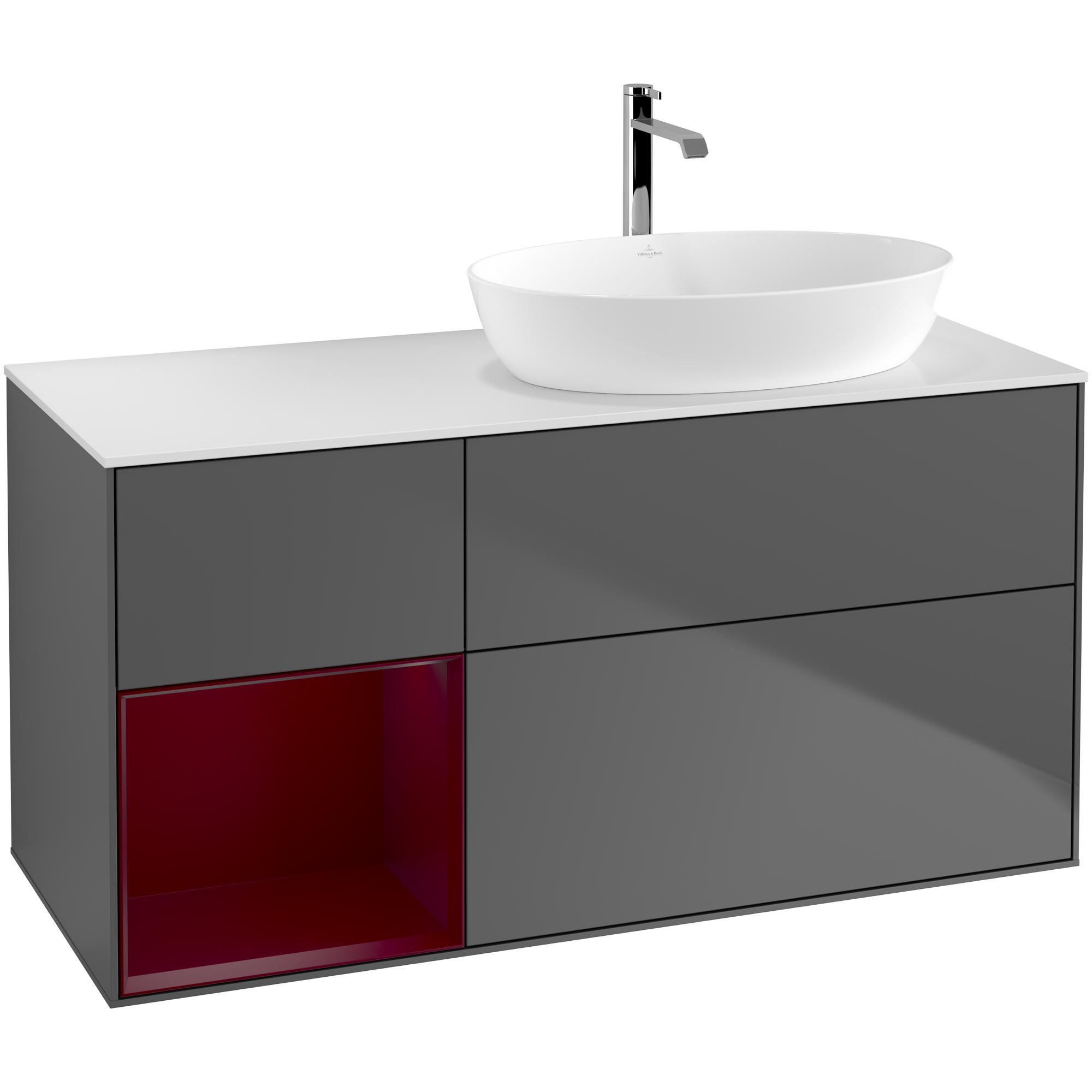 Tvättställsskåp Villeroy & Boch Finion med 3 Lådor Hylla och Bänkskiva för Ocentrerat Tvättställ från Artis & Collaro