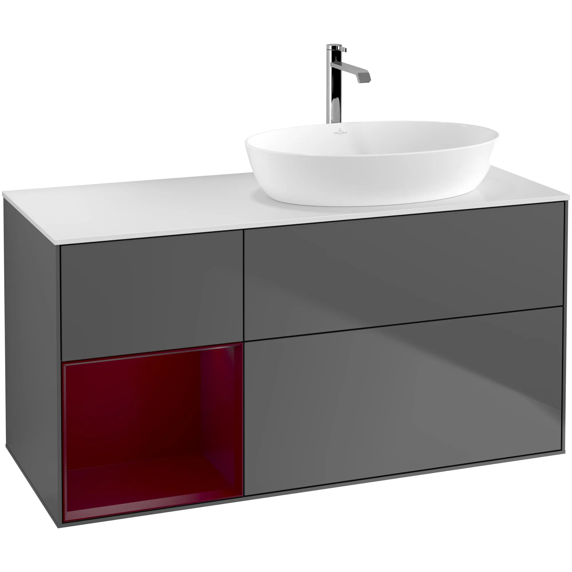 Tvättställsskåp Villeroy & Boch Finion med 3 Lådor Hylla och Bänkskiva för Ocentrerat Tvättställ från Artis & Collaro
