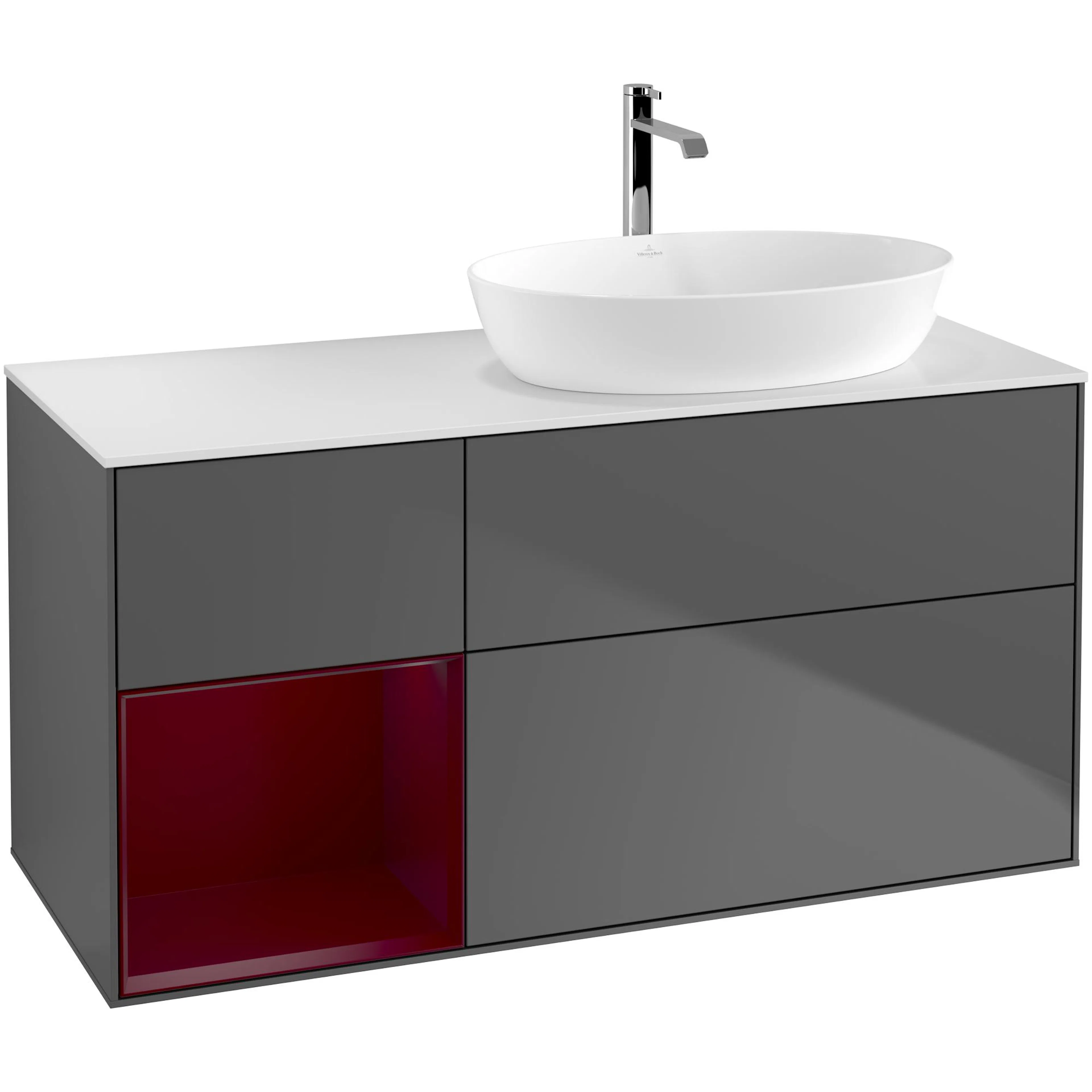 Tvättställsskåp Villeroy & Boch Finion med 3 Lådor Hylla och Bänkskiva för Ocentrerat Tvättställ från Artis & Collaro