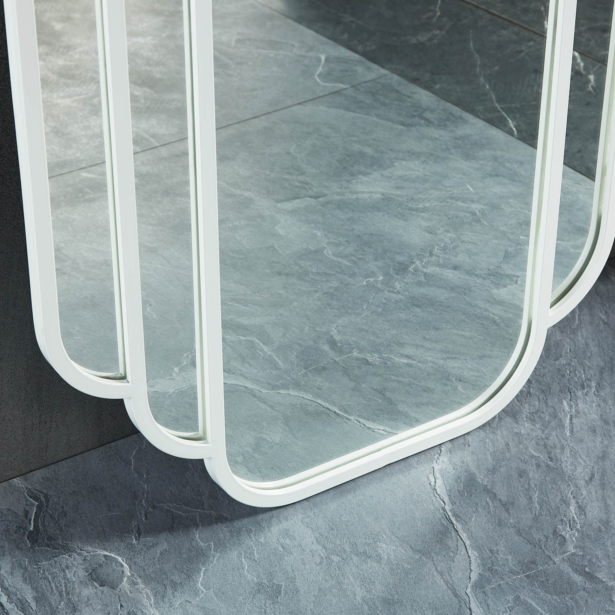 Hallspegel rund+sidodesign 900x1800mm - vit Vit