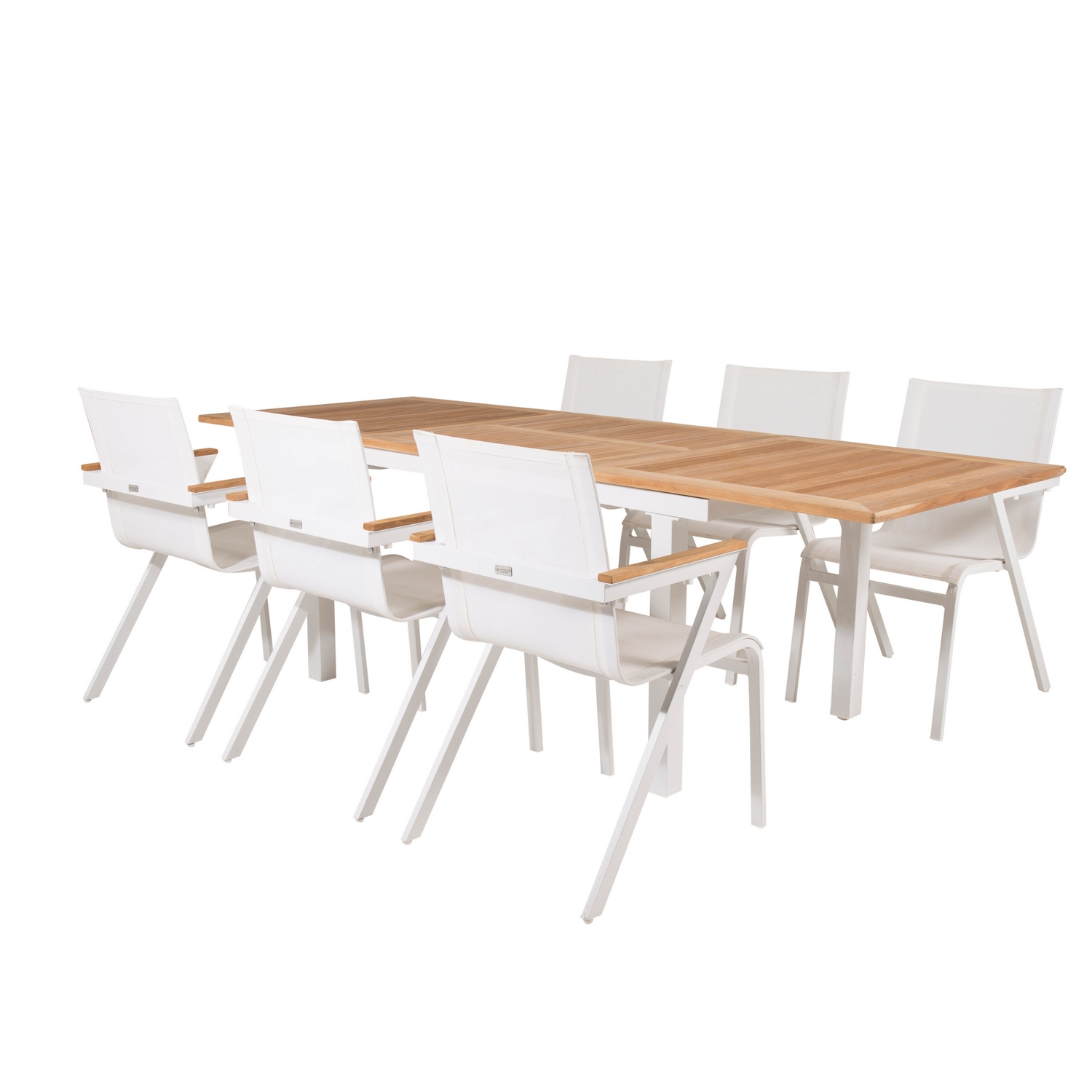 Panama Dining Table 160/240*90 - White Alu / Teak+Mexico Arm Blanka Ben