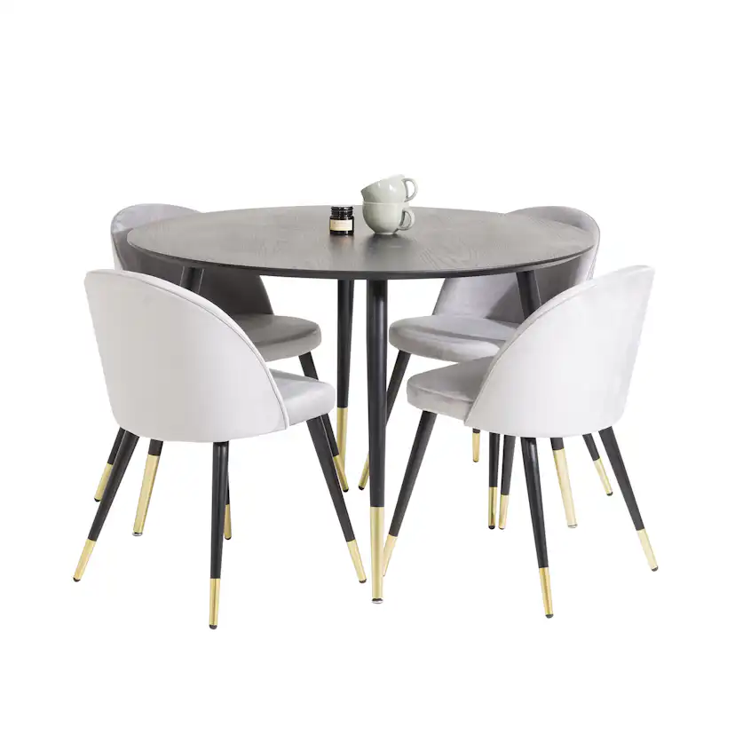 Matgrupp Venture Home Dipp med 4 Velvet stolar Runt