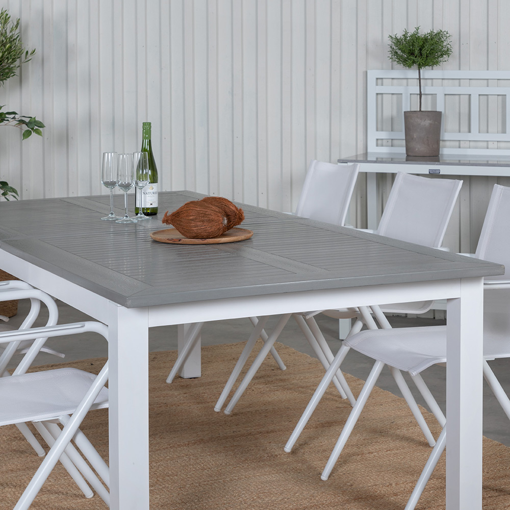 Matgrupp Venture Home Aleyna 224 Vit med 6 Aspen Matstolar
