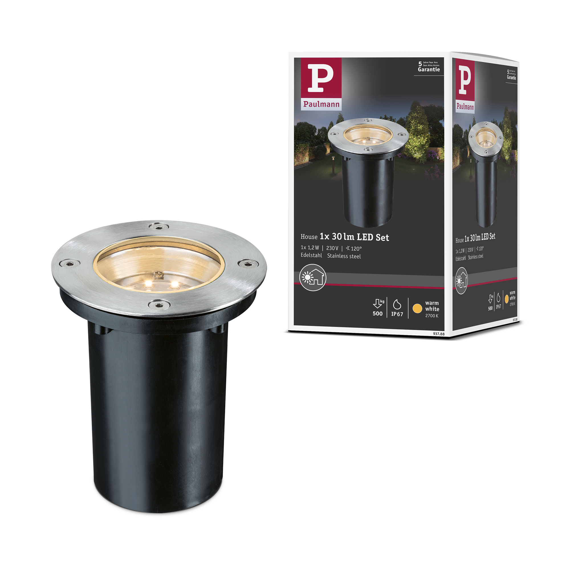 LED Infälld Markbelysning Paulmann Floor Rund IP67 230V Ljus: Warm White
